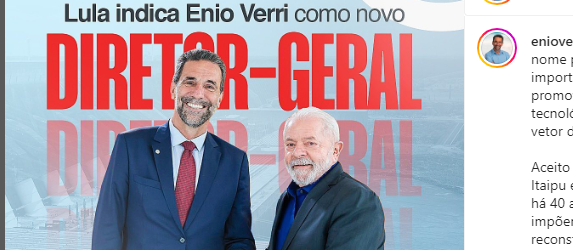 Enio Verri é o novo Diretor Geral da Itaipu Binacional