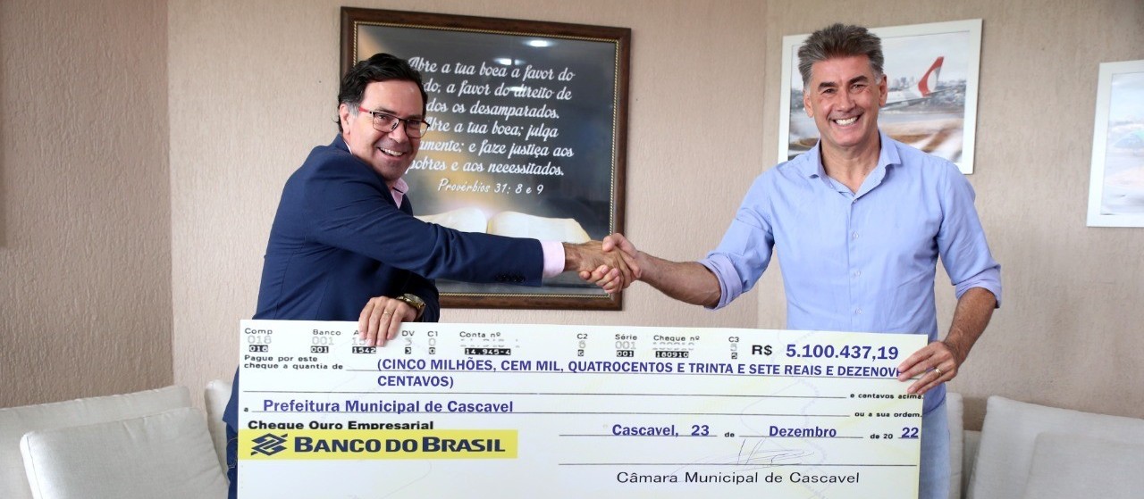 Presidente da Câmara de Vereadores devolve R$ 5,1 mi para prefeitura  de Cascavel