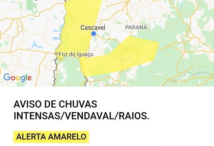 Defesa Civil alerta para temporal na região Oeste