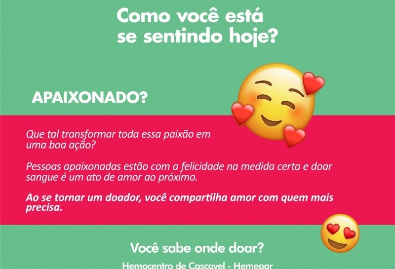 Como você está se sentindo hoje? Campanha incentiva doação de sangue