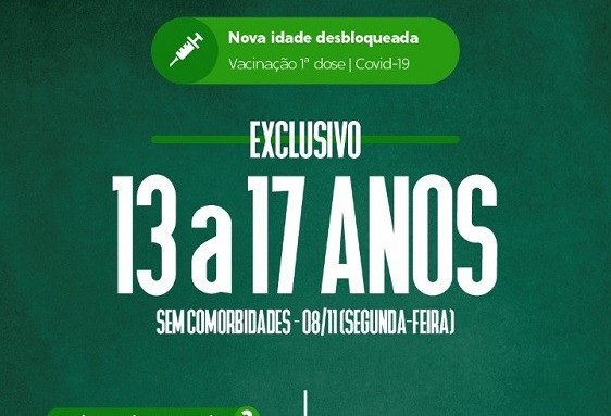 Cascavel vacina adolescentes de 13 a 17 anos na segunda-feira