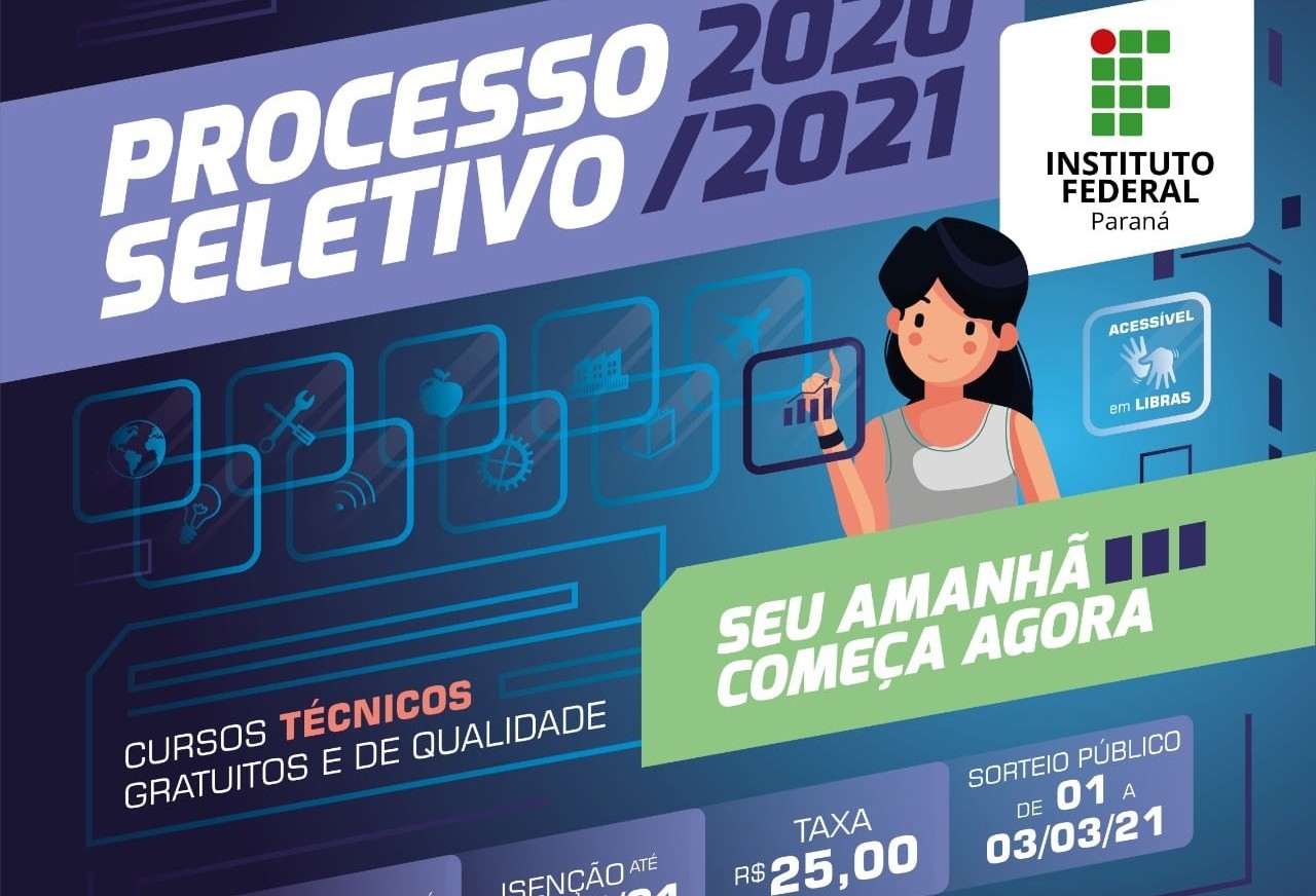 Abertas as inscrições para o Processo Seletivo de cursos técnicos presenciais de nível médio do IFPR