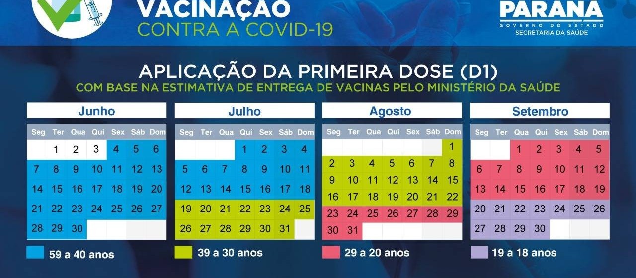 Governo do Estado divulga calendário de vacinação contra a Covid-19 para população em geral